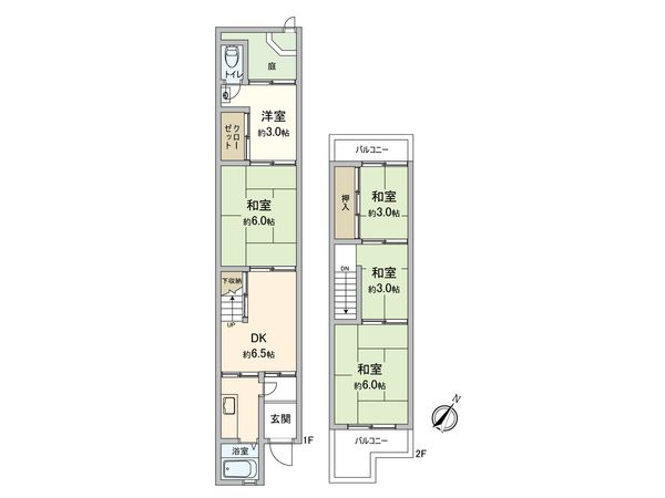 守口市豊秀町2丁目 連棟 間取図(平面図) 守口市豊秀町2丁目 連棟 間取図(平面図)