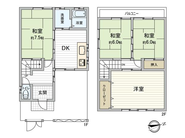 大東市北条7丁目 戸建て 間取図(平面図) 大東市北条7丁目 戸建て 間取図(平面図)