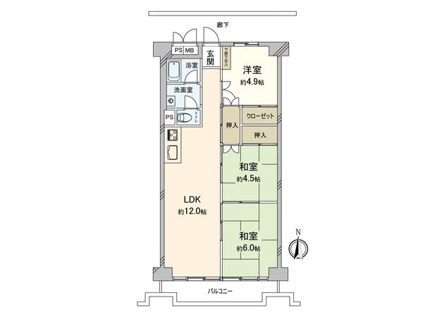 すみれ橋第一コーポ 二号棟 間取図(平面図)