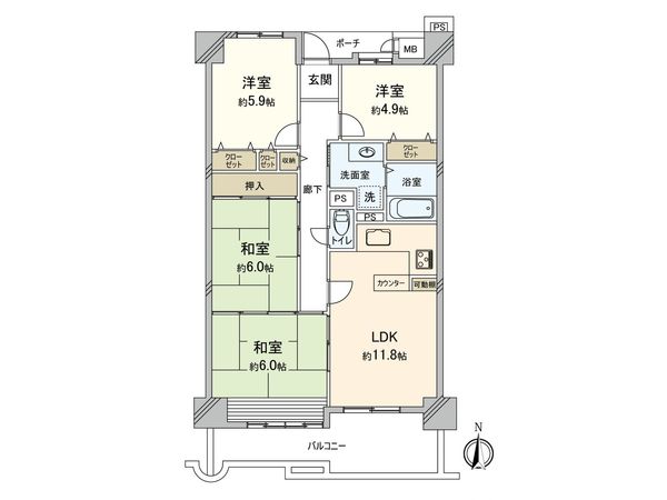 グリーンビュー鶴見 1号棟 間取図(平面図)