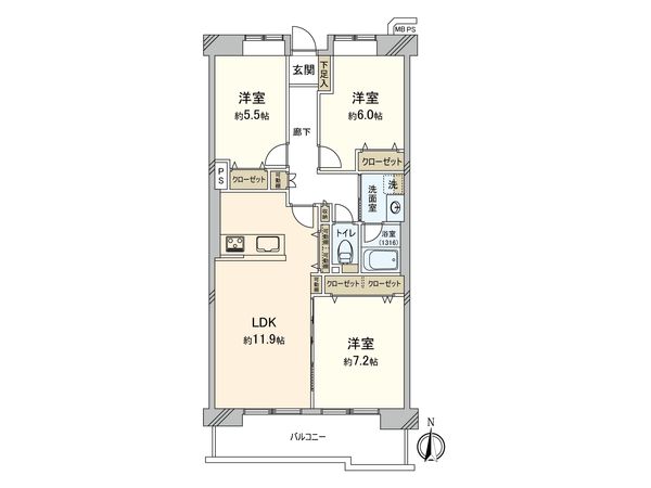プロムナーデ関目 23号棟 間取図(平面図) 間取図(平面図)