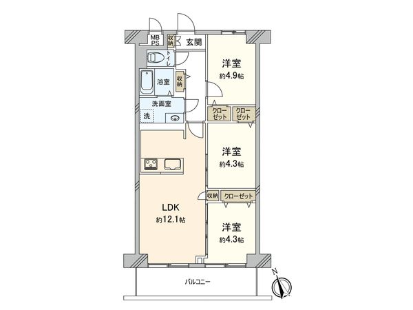 ネオコーポ鶴見緑地2番街 A棟 間取図(平面図) 間取図(平面図)