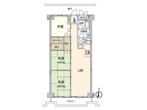 すみれ橋第一コーポ 一号棟 間取図(平面図)