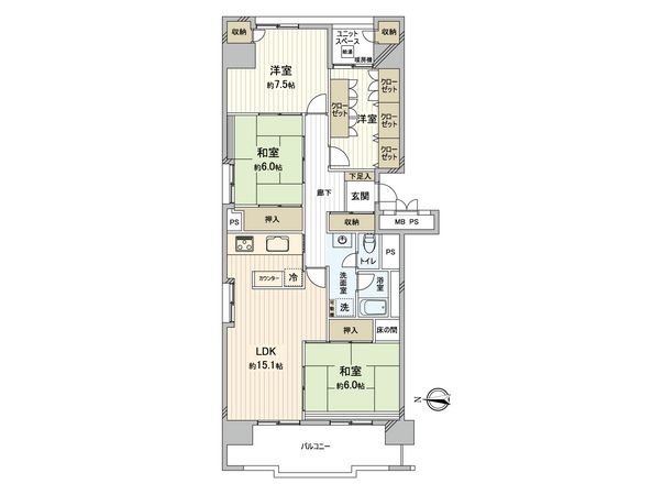森之宮パークサイドコーポ 間取図(平面図)