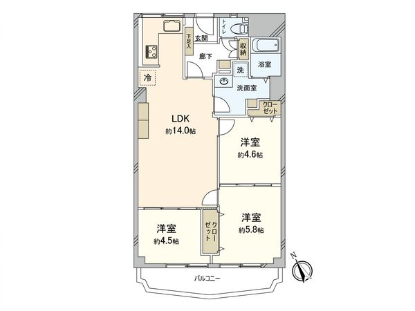 クローバーハイツ森小路 二号棟 間取図(平面図)