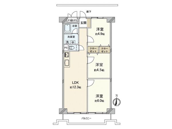 すみれ橋第一コーポ 二号棟 間取図(平面図)