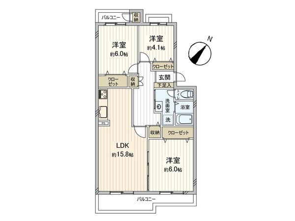 住道駅前住宅 31号棟 間取図(平面図) 間取図(平面図)