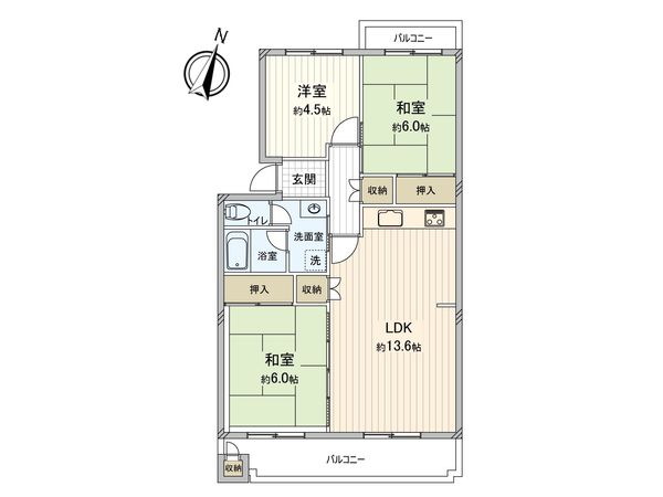 住道駅前住宅 1号棟 間取図(平面図) 間取図(平面図)