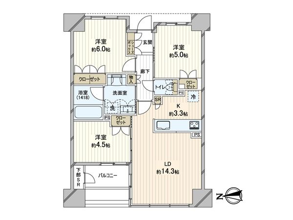 リバーガーデン四天王寺 間取図(平面図) リバーガーデン四天王寺 間取図(平面図)