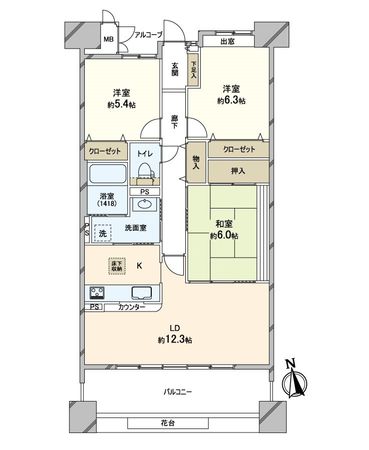 シティコーポ住之江(OJK)2号棟(WEST) 間取図(平面図)