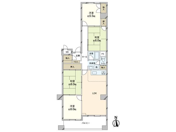 かもめ第1コーポ 12号棟 間取図(平面図)