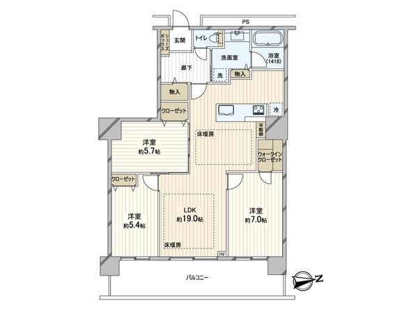 ローレルタワー難波 間取図(平面図)