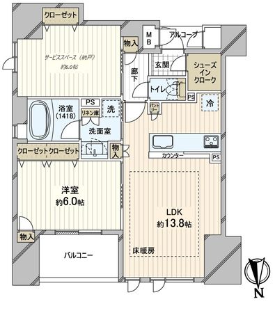エステムコート南堀江IVレイズ 間取図(平面図)