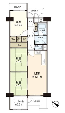 近鉄南港ガーデンハイツ 22号棟 間取図(平面図) 近鉄南港ガーデンハイツ 22号棟 間取図(平面図)