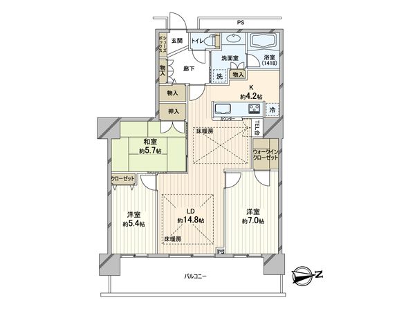 ローレルタワー難波 間取図(平面図)