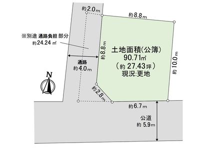 尼崎市東園田町6丁目 土地 区画図