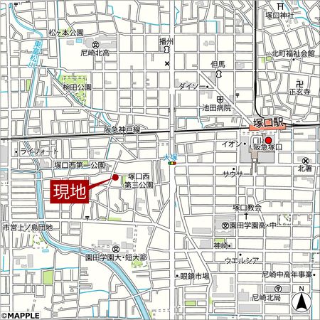 尼崎市南塚口町8丁目 土地 地図 尼崎市南塚口町8丁目 土地 地図