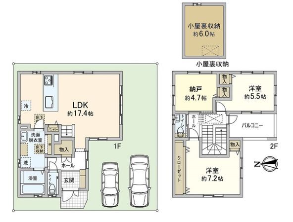 尼崎市東園田町2丁目 新築戸建6号地 間取図(平面図) 尼崎市東園田町2丁目 新築戸建6号地 間取図(平面図)