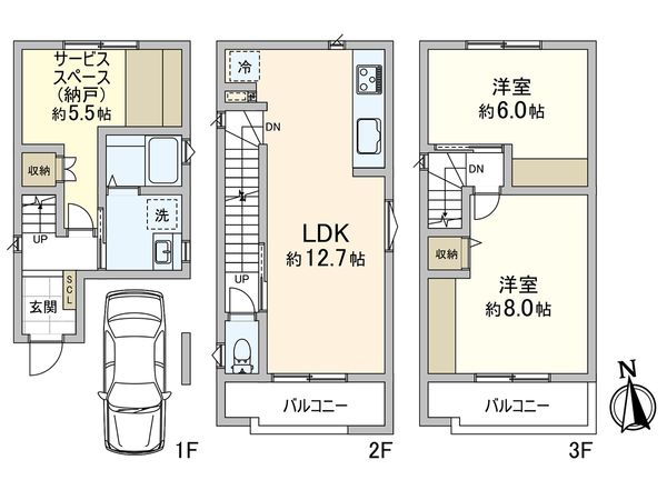 尼崎市立花町3丁目新築戸建 間取図(平面図) 尼崎市立花町3丁目新築戸建 間取図(平面図)