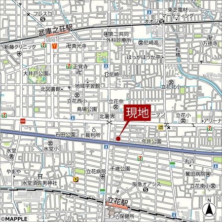 尼崎市立花町3丁目新築戸建 地図 尼崎市立花町3丁目新築戸建 地図