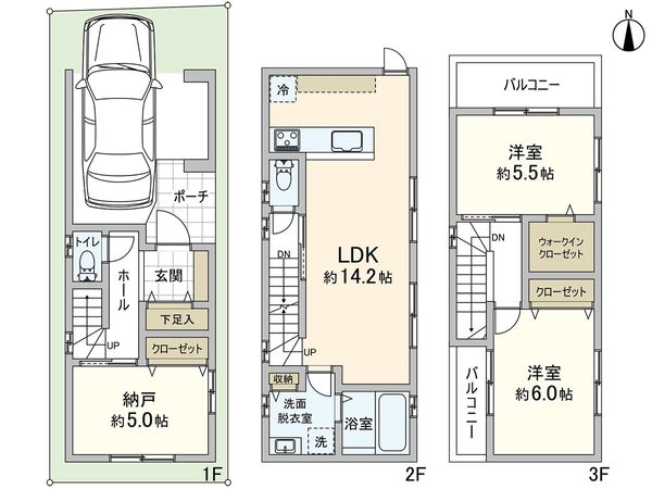 尼崎市東園田町5丁目 新築戸建 間取図(平面図) 尼崎市東園田町5丁目 新築戸建 間取図(平面図)