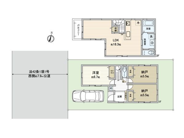 西難波町二丁目 新築 間取図(平面図) 間取図(平面図)