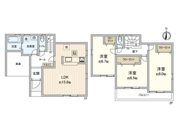 尼崎市大島1丁目新築分譲住宅2号地 間取図(平面図) 尼崎市大島1丁目新築分譲住宅2号地 間取図(平面図)