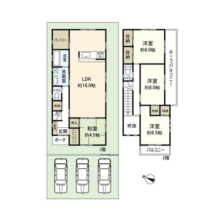 戸ノ内町3丁目 戸建 間取図(平面図)
