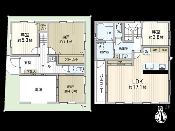 尼崎市東園田町1丁目新築戸建 間取図(平面図) 尼崎市東園田町1丁目新築戸建 間取図(平面図)