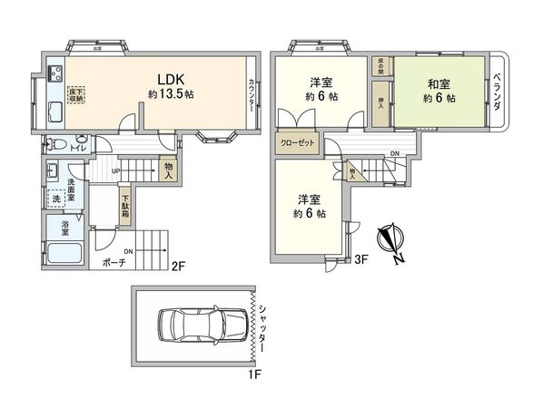 尼崎市東園田町6丁目 戸建 間取図(平面図) 尼崎市東園田町6丁目 戸建 間取図(平面図)