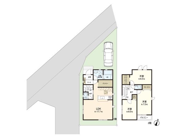 尼崎市南清水 新築戸建1号棟 間取図(平面図) 尼崎市南清水 新築戸建1号棟 間取図(平面図)