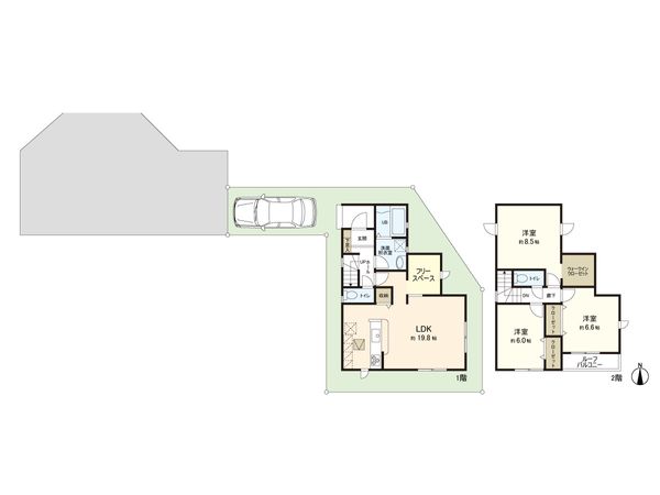 尼崎市南清水 新築戸建4号棟 間取図(平面図) 尼崎市南清水 新築戸建4号棟 間取図(平面図)