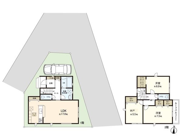 尼崎市南清水 新築戸建9号棟 間取図(平面図) 尼崎市南清水 新築戸建9号棟 間取図(平面図)