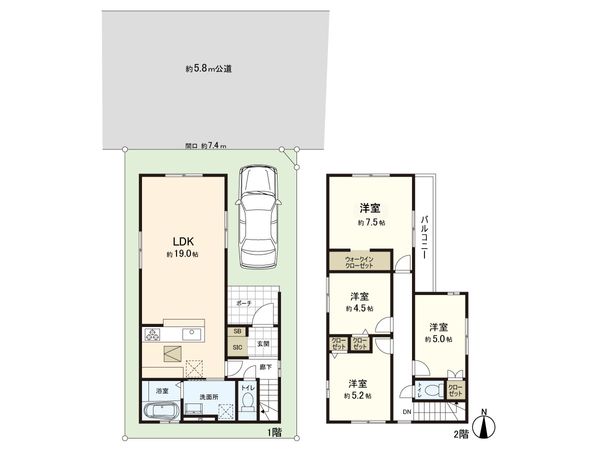 尼崎市若王寺2丁目 1号棟 間取図(平面図) 尼崎市若王寺2丁目 1号棟 間取図(平面図)