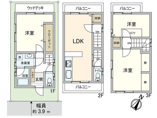 尼崎市田能4丁目 戸建 間取図(平面図) 尼崎市田能4丁目 戸建 間取図(平面図)