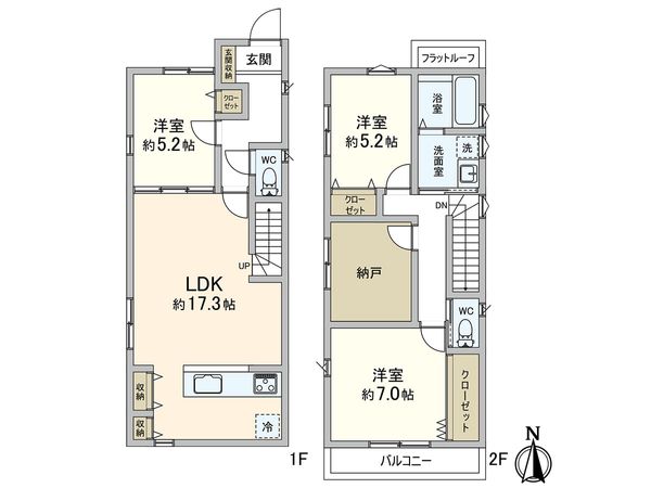 尼崎市若王寺2丁目 新築戸建 B号地 間取図(平面図) 尼崎市若王寺2丁目 新築戸建 B号地 間取図(平面図)