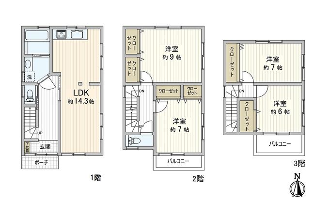 尼崎市田能3丁目 戸建 間取図(平面図) 尼崎市田能3丁目 戸建 間取図(平面図)