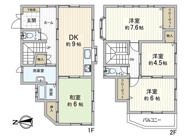 尼崎市田能4丁目 戸建 間取図(平面図) 間取図(平面図)