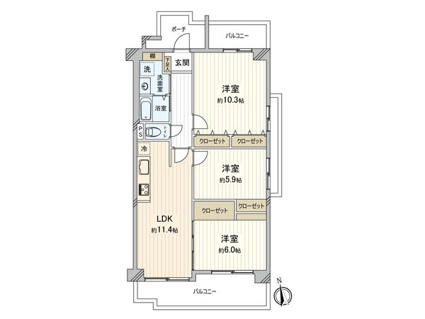 ハイツ塚口南 間取図(平面図) 間取図(平面図)