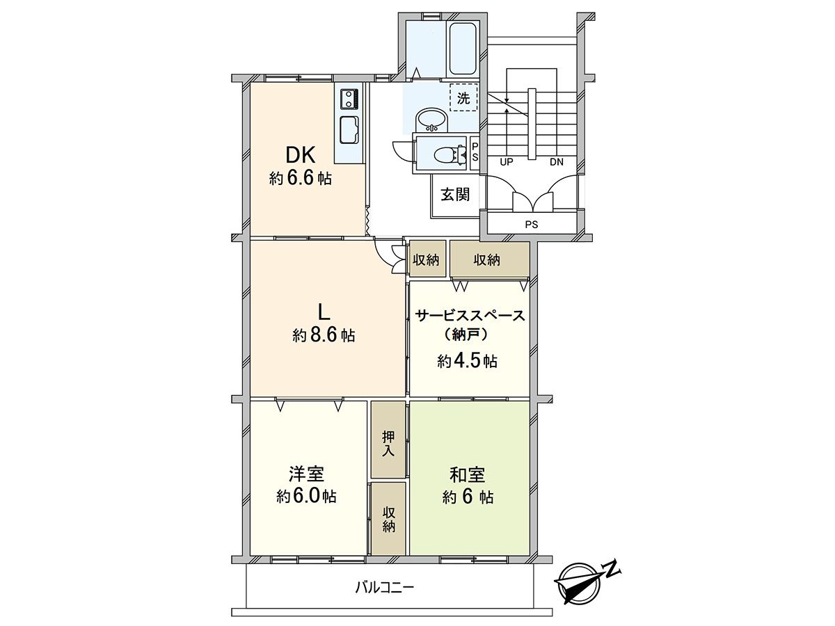 田能住宅壱号棟 間取図(平面図) 間取図(平面図)
