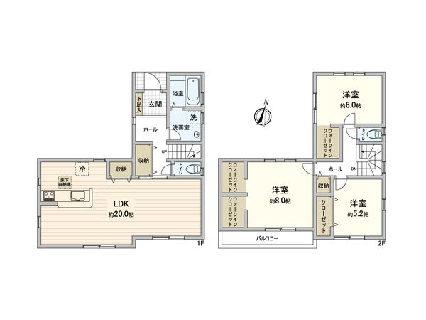 南野6丁目 新築戸建 1号棟 間取図(平面図) 南野6丁目 新築戸建 1号棟 間取図(平面図)