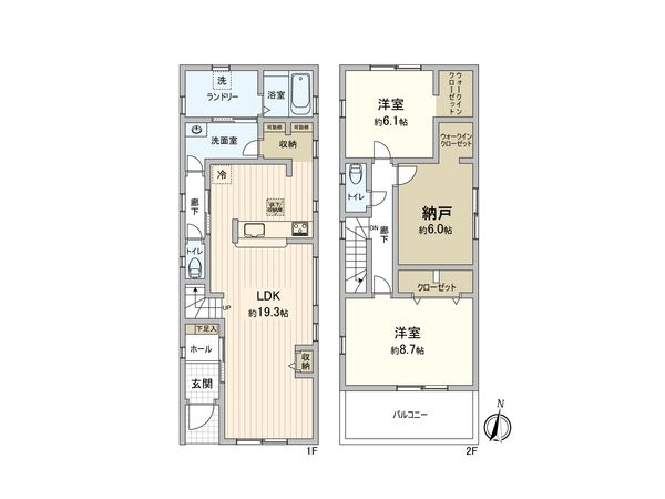 野間1丁目 新築戸建 3号棟 間取図(平面図)