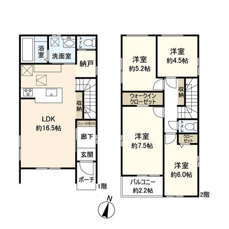 池尻3丁目 新築戸建 1号棟 間取図(平面図) 池尻3丁目 新築戸建 1号棟 間取図(平面図)