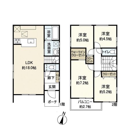 池尻3丁目 新築戸建 2号棟 間取図(平面図) 池尻3丁目 新築戸建 2号棟 間取図(平面図)