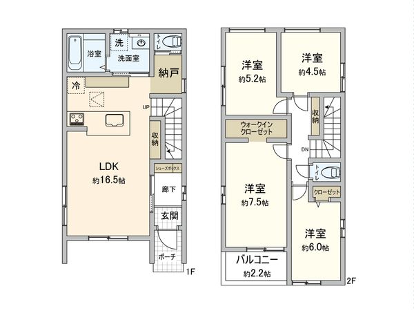 池尻3丁目 新築戸建 1号棟 間取図(平面図) 池尻3丁目 新築戸建 1号棟 間取図(平面図)