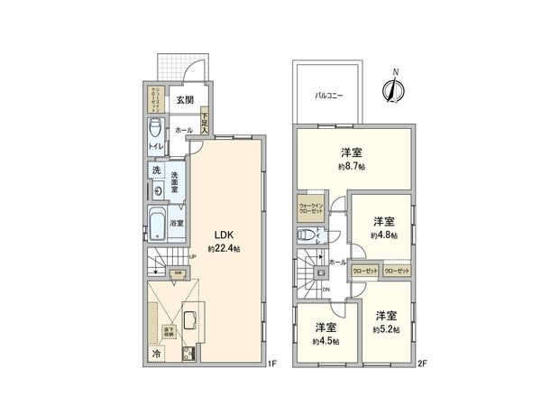 松ヶ丘2丁目 新築戸建 1号棟 間取図(平面図) 間取図(平面図)