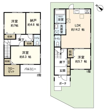 寺本東二丁目 戸建 間取図(平面図) 寺本東二丁目 戸建 間取図(平面図)