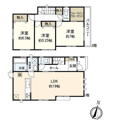 荒牧1丁目 新築戸建 2号棟 間取図(平面図) 荒牧1丁目 新築戸建 2号棟 間取図(平面図)