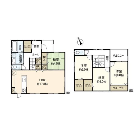 鴻池1丁目 新築戸建 間取図(平面図) 鴻池1丁目 新築戸建 間取図(平面図)