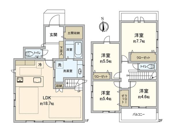 寺本2丁目 新築戸建 15号地 間取図(平面図) 寺本2丁目 新築戸建 15号地 間取図(平面図)